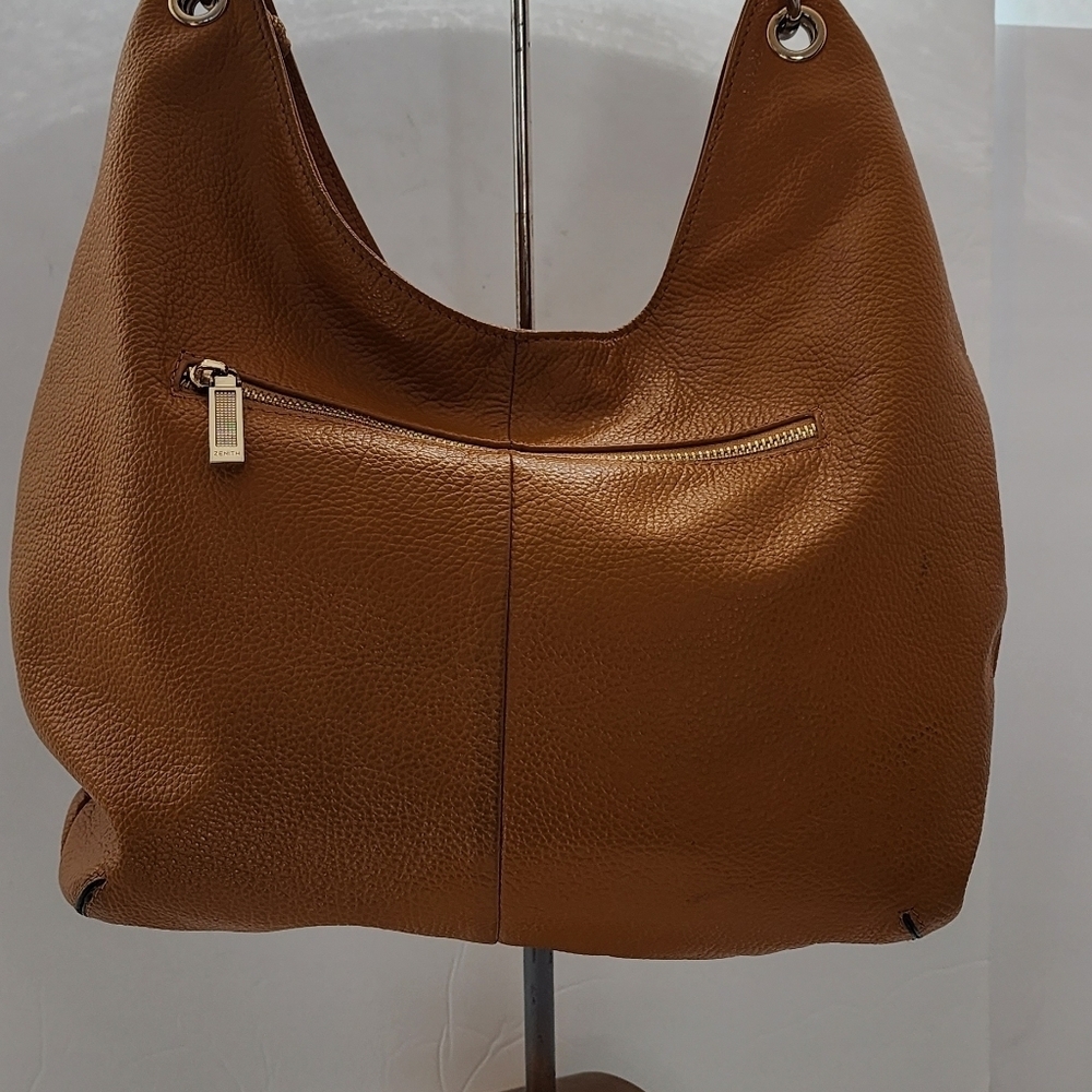 Zenith Women's Warm Mustard Yellow Genuine Leather Hobo-Style Shoulder Bag - Picture 5 of 9